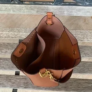 DORIS&JACKY Leather Bucket Tote Bag - Medium Hobo Shoulder Purse For Women With Removable Strap